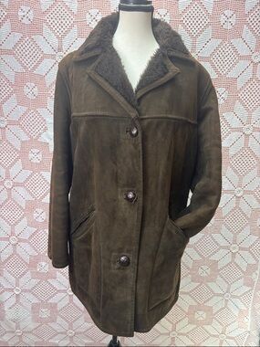Vintage Suede Shearling Coat – Made in England